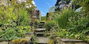 Garden behind the cottages at Crumble Cottages near Cartmel, Lake District