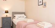 Twin bedroom in Number 8 at Howgills Apartments in Sedbergh, Cumbria