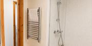 Bathroom with shower in Number 7 at Howgills Apartments in Sedbergh, Cumbria