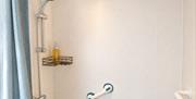 Bathroom with shower in Number 8 at Howgills Apartments in Sedbergh, Cumbria
