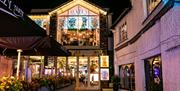 Exterior and entrance at night to BAHA in Bowness-on-Windermere, Lake District