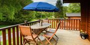 Balcony and Outdoor Seating at Woodlands Pine Lodges in Meathop, Lake District