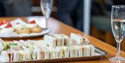 Sandwiches and Prosecco aboard an Ullswater 'Steamer' in the Lake District, Cumbria
