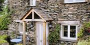 Exterior and entrance to Kestrel Cottage at Wall Nook Cottages near Cartmel, Cumbria