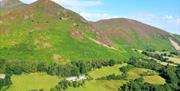 Scenic Aerial View of The Old Barn & The Farm House in Keswick, Lake District