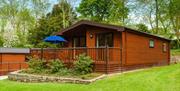 Exterior and Balcony at Woodlands Pine Lodges in Meathop, Lake District