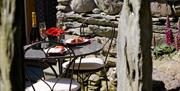 Outdoor Seating and Table at Hart Barn in Hartsop, Lake District