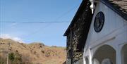 Exterior of No. 3 Main Street and View of Loughrigg Fell in Elterwater, Lake District