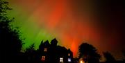 Aurora Borealis above Abbey Farm House in Lanercost, Cumbria