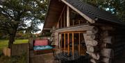 Exterior of Alder Lodge Deck View at The Tranquil Otter in Thurstonfield, Cumbria