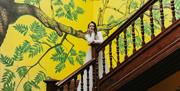 Bride Posing on the Stairs at a Wedding at Allan Bank in Grasmere, Lake District