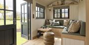 Entrance and Lounge at Family Shepherd's Hut at Another Place, The Lake in Ullswater, Lake District