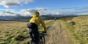 Visitors Riding Mountain Bikes from Arragon's Cycle Hire at Lowther Castle in Penrith, Cumbria
