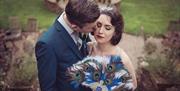 Bride and Groom at Augill Castle in Kirkby Stephen, Cumbria