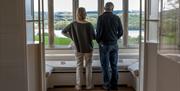Visitors admiring the view at Blackwell, the Arts & Crafts House, Bowness-on-Windermere, Lake District © Robin Zahler