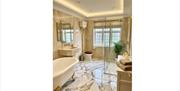 Suite bathroom with shower at Brantholme B&B in Ambleside, Lake District
