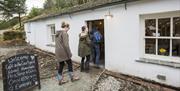 Cafe entrance at Claife Viewing Station at Hawkshead, Lake District