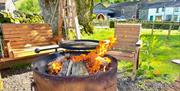 Comfortable surroundings outside the Glamping Pod at Mosedale End Farm