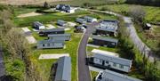 Drone shot of a Stewart Leisure Holiday Park in the Lake District, Cumbria