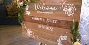 Welcome Sign for a Wedding at Crooklands Hotel in Milnthorpe, Cumbria