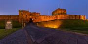 Carlisle Castle at night in Carlisle, Cumbria