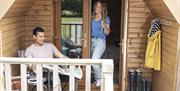 Porch Seating at Camping Pods at Coniston Park Coppice in Coniston, Lake District