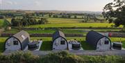 Aerial View of the Pods and Views from Eden Heights Glamping in Appleby-in-Westmorland, Cumbria
