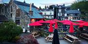 Outdoor seating at The Flying Fleece in Ambleside, Lake District