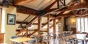 Loft seating and architecture at The Flying Fleece in Ambleside, Lake District