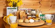 Freshly delivered breakfast in the Glamping Pod at Mosedale End Farm