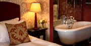 Double Bedroom with Claw-foot Tub at George and Dragon in Clifton, Cumbria