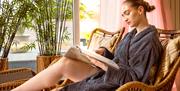 Visitor Relaxing at the Spa Space at Gilpin Hotel near Windermere, Lake District