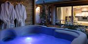 Hot tub at Hoglet Cottage at Dandelion & Hoglet Cottages, near Dalston, Cumbria