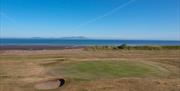 Hole 2 green at Maryport Golf Club in Maryport, Cumbria