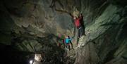 Visitors Climbing in the Mine at Honister Slate Mine in Borrowdale, Lake District