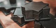 Coasters made from slate at Honister Slate Mine in Borrowdale, Lake District
