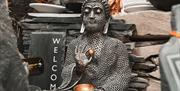 Buddha statue made from slate at at Honister Slate Mine in Borrowdale, Lake District