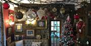 Christmas decorations in The Black Swan Restaurant in Ravenstonedale, Cumbria
