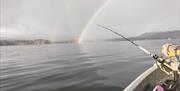 View of a rainbow from the boat on a fishing trip with West Pennine Angling Solutions in the Lake District, Cumbria