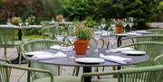 Outdoor seating at Rothay Garden Restaurant by Harbour Hotels in Grasmere, Lake District