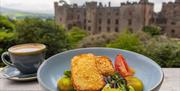 Food from The Stables Café at Muncaster Castle near Ravenglass, Cumbria