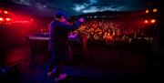 Nighttime concert at Keswick Mountain Festival in the Lake District, Cumbria