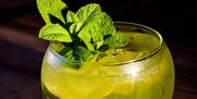 Cocktail with Mint Garnish at Lake View Garden Bar in Bowness-on-Windermere, Lake District
