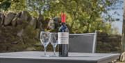 Outdoor Seating and Wine at Lands End Cottage in the Lake District, Cumbria