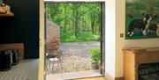 Double doors leading outside at The Barn at Linden Farm House in Langwathby, Cumbria