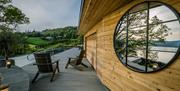 Seating by the Infinity Pool at The Spa at Low Wood Bay Resort in Windermere, Lake District