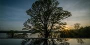 Scenic Sunset and Reflections in the Infinity Pool at The Spa at Low Wood Bay Resort in Windermere, Lake District