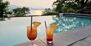 Cocktails by the Infinity Pool at The Spa at Low Wood Bay Resort in Windermere, Lake District