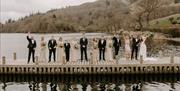 Bridal Party on a Jetty at Low Wood Bay Resort & Spa in Windermere, Lake District