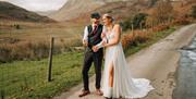 Bridal Couple Scenic Wedding Photos at Low Wood Bay Resort & Spa in Windermere, Lake District